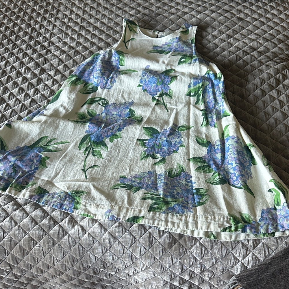 Joie Cream Mini Dress with Blue & Green Floral Print